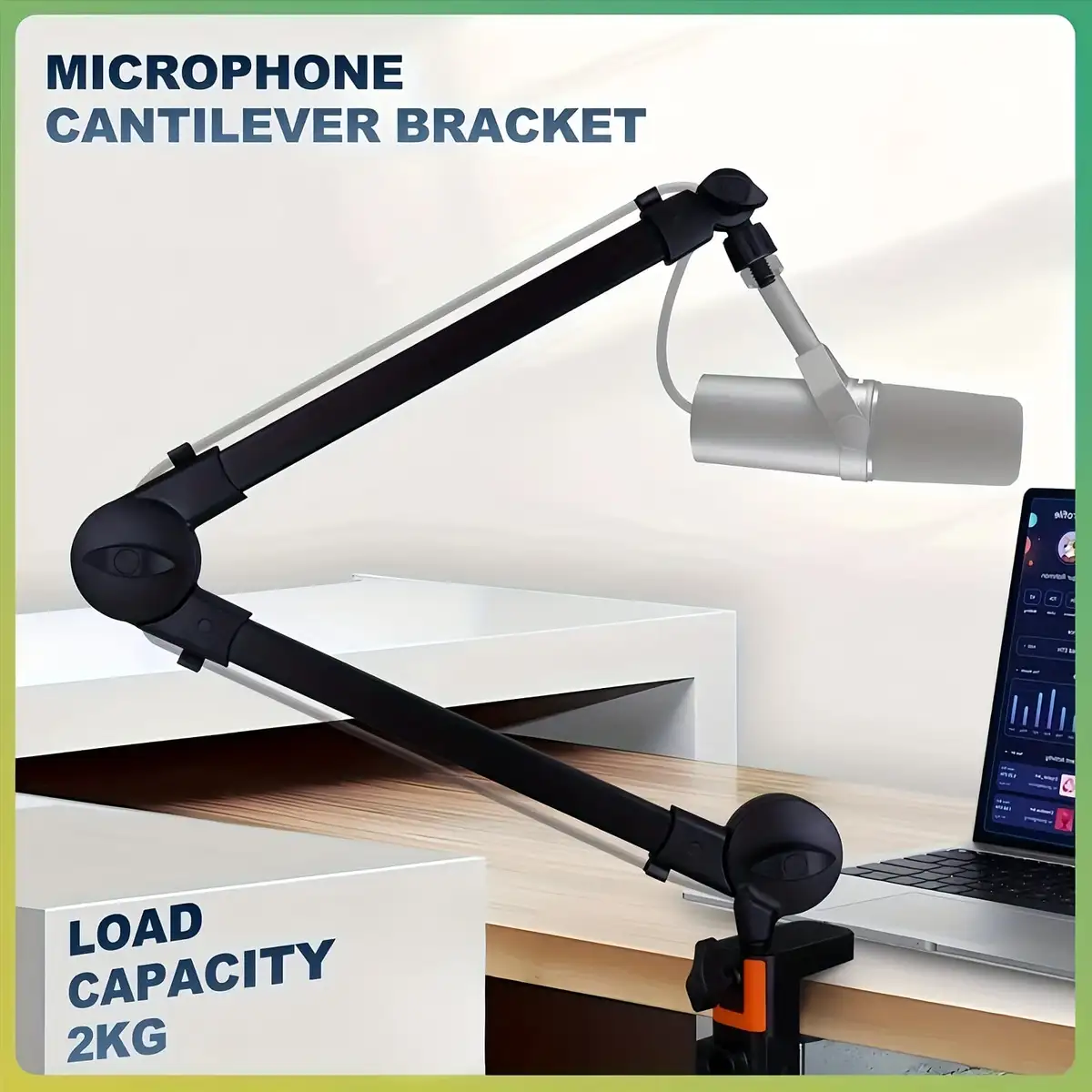 Heavy-Duty Studio Floor Microphone Stand with Boom Arm