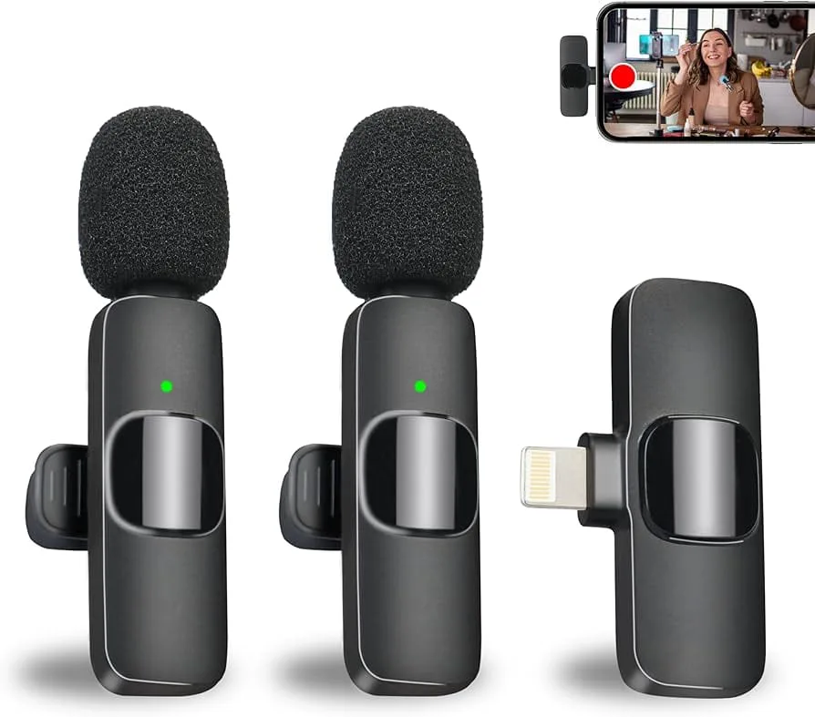 Dual Wireless Lavalier Microphone System for iPhone (Lightning)