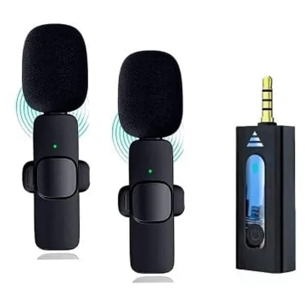 Dual Wireless Lavalier Microphone System with 3.5mm AUX
