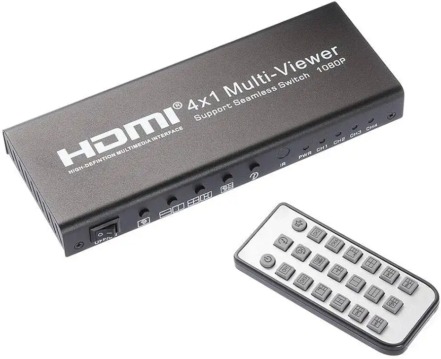 -Port HDMI Switch Switcher (4 Inputs to 1 Output) with Remote