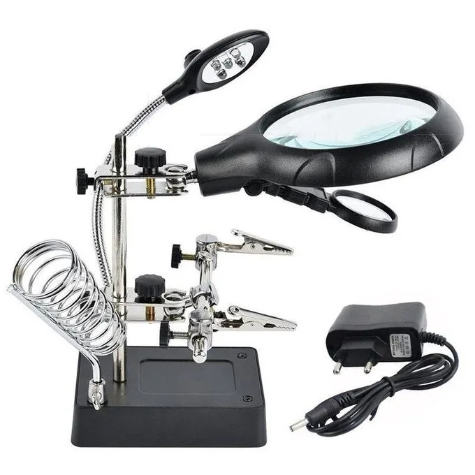 Premium Original Helping Hands Soldering Stand with Magnifier & LED