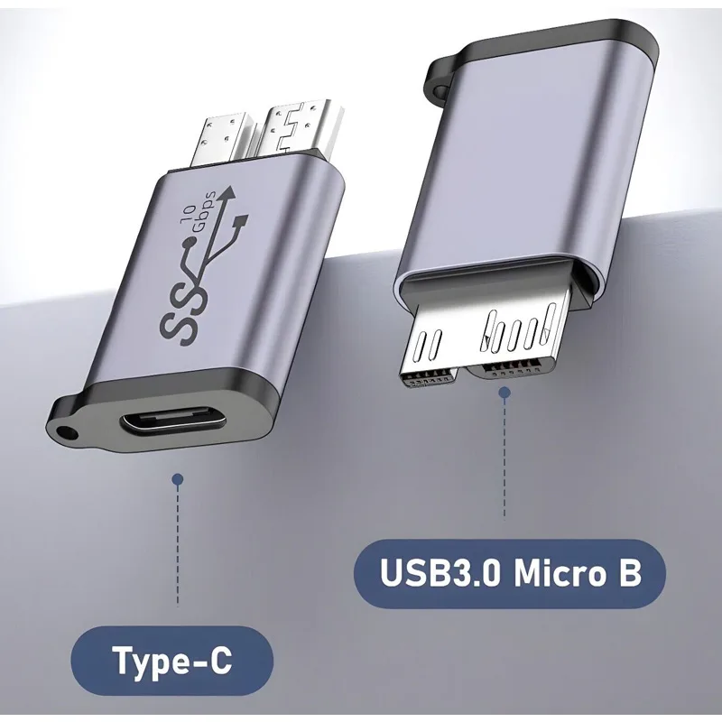 10Gbps USB-C Female to Micro-B 3.0 Male Adapter for External Hard Drives & SSDs