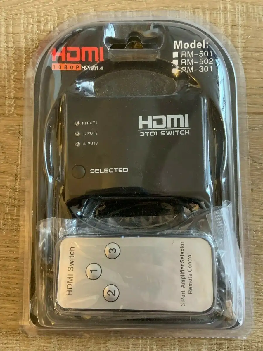 3-Port HDMI Switch Switcher (3 Inputs to 1 Output)