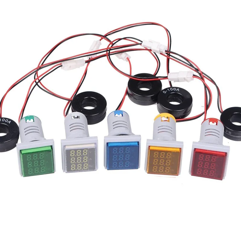 AC Voltage Current Display Meter, AC 60-500V 0-100A 20-75 Hz Frequency Meter