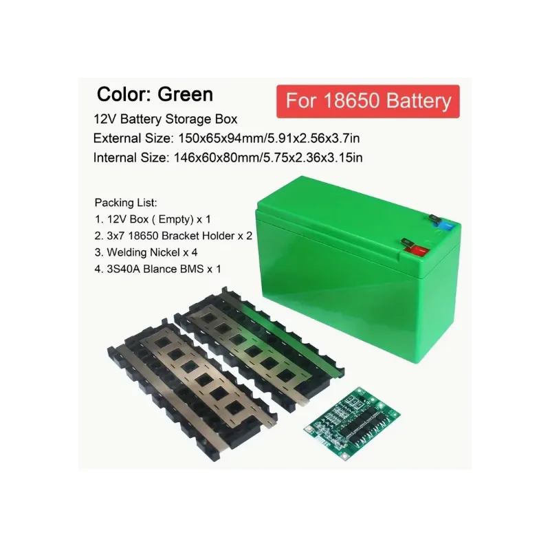12v Green – 3S 21Pcs 18650 Li-Ion Battery Case